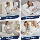 Daneey Reading Pillows for Sitting in Bed Adult Back Pillow for Sitting Up, Back Support Pillow for Bed, Foam Wedge Pillow for Neck, Lumbar, Back, White, 20 * 9 * 22IN, Velvet