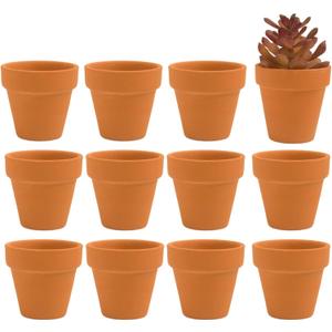 Fcacti 12 PCS Small Mini Clay Pots with Drainage Holes for Plants,2.5inch Terra Cotta Pot Clay Ceramic Pottery Planter,Succulent Nursery Pot/Cactus Plant Pot,for Indoor/Outdoor Plants,Crafts 