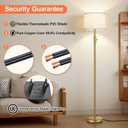 Upgraded Dimmable Gold Floor Lamps for Living Room, 9W LED Bulb Included, Modern Standing Lamp with White Lamp Shade, Tall Pole Light for Bedroom Reading Office Corner Nursery