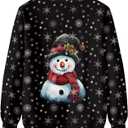 AmzPrint African Sweatshirt For Women Plus Size Casual Long Sleeve Round Neck Blouses Sweatshirts Tops (Large, Snowman)