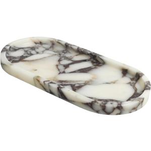 100% Natural Luxury Calaccata Viola Marble Small Hand Towel Tray Holder Organizer, Makeup Bathroom Holder (Viola-oval-10"x5"x0.7")