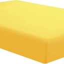 Sfoothome Single Fitted Sheet (Twin XL - Yellow) - Deep Pocket Brushed Velvety Microfiber, Breathable, Extra Soft and Comfortable - Wrinkle, Fade, Stain and Abrasion Resistant