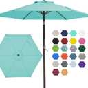 JEAREY 7.5FT Patio Umbrella Market Table Umbrella with 6 Sturdy Ribs, Push Button Tilt/Crank Outdoor Umbrella for Garden, Deck, Backyard, Pool, Peacock Blue