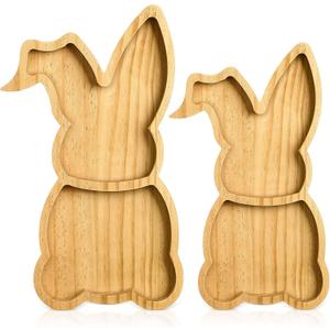 Maxcheck 2 Pcs Easter Farmhouse Bunny Serving Platter Large Rustic Spring Bunny Snack Fruit Meat Cheese Board Charcuterie Platters for Easter Spring(Classic Style)