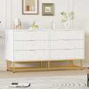 GarveeHome 6 Drawer Dresser for Bedroom with Metal Legs, Storage Chest Cabinet Organizer for Living Room, Hallway, Entryway - White