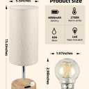 EZVALO Cordless Table Lamp, Ambient Light, Dimmable, Touch, Timer, 2700K, Bedroom, Portable, LED, Wireless, Rechargeable, Battery Operated, Desk Lamp, Fabric Shade, Wood-Grain Finish, Living Room