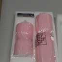 Pink Ribbed Flameless Pillar Candles with Remote, Flickering LED Candles Battery Operated Real Wax Set of 2