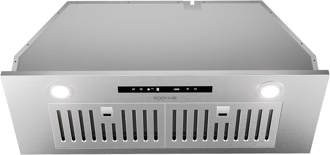 Range Hood 30 inch, Insert Range Hood 600 CFM Kitchen Vent Stove Hood with 3 Speed Gestures Sensor Touch Control with Remote, Permanent Baffle Filter, Ducted/Ductless Convertible