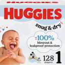Huggies Size 1 Diapers, Snug & Dry Newborn Diapers, Size 1 (814 lbs), 128 Count