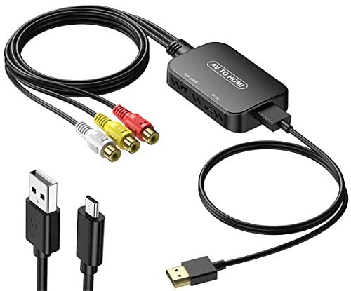 RCA to HDMI Adapter,Viagkiki AV Converter,RCA Female to HDMI Converter Composite Audio Video Converter for PS1, PS2, PS3, STB, Xbox, VHS, VCR,Black-Ray DVD Players(Cable Included)