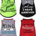 hoyuwak 4 Pieces Pet Shirts Funny Dog Printed Clothes Cool Breathable Puppy Sleeveless Vests Boy Dog Outfit for Summer, Size S