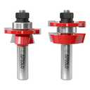 Professional 2PCS Round Over Style Rail and Stile Router Bits Set 1/2 Inch Shank, 3/8 Inch Cutting Depth, Up to 7/8 Inch Stock, Door Frame Shaper Cutters Raise Panel Making Router Bit Set