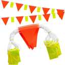 Preboun Perimeter Marking Flags 102 Ft/ 45 Pcs Caution Pennant Banner for Traffic Barrier Construction Warning of Hazardous Areas, Scaffolding, Sporting Events (Stylish Style) (Red,Yellow)