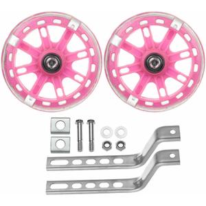 Universal Bicycle Training Wheels - Adjustable Stabiliser Support Wheels for Kids (Pink)