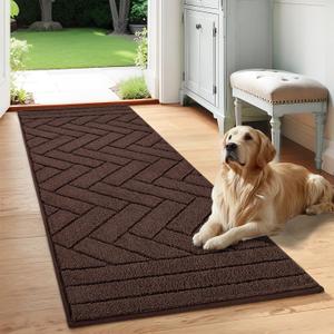 Tindbea Dog Mat for Mud Paws,Absorbs Moisture Dirt Non-Slip Washable Mud Mat for Dogs,Soft Rubber Backing Front Inside Pet Rug for Entryway, Dog Paws, Patio(24"x59",Coffee)