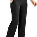 Walifrey Wide Leg Yoga Pants for Women, Loose Stretch Sweatpants with Pockets Casual Lounge, Large