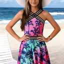ADUKIDE 9-18T Girls Two Piece Tankini Swimsuits Teens Criss Cross Straps Bathing Suit Flowy Swimdress with Bottom