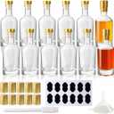 Glass Liquor Bottles with T-Top Caps and Heat Shrink Capsules, Empty Mini Bottles, Travel Shots Bottle, Alcohol, Whiskey, Beverages (3 oz 12 Pack)