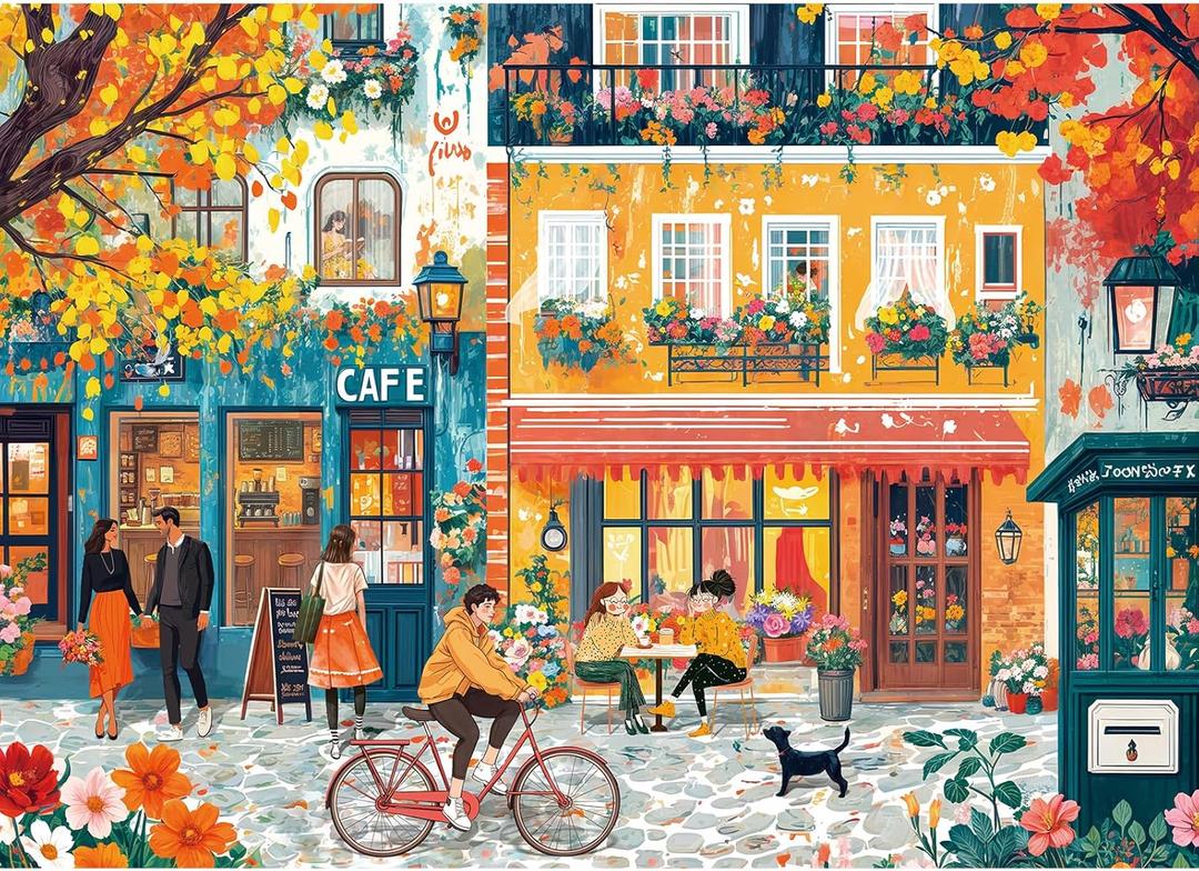 Jigsaw Puzzles for Adults 1000 Pieces, Interlock Perfectly Letter on Back No Dust, Home Decor Birthday Party Gift Toy for Men Women Elders Seniors, 1:1 Poster - Romantic Time