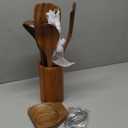 Wooden Spoons for Cooking, 5 Pcs Wooden Utensils for Cooking Natural Teak Wooden Kitchen Utensils Set