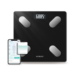 NUTRI FIT Smart Scale for Body Weight Body Composition Monitor, Bathroom Digital Weighing Scale with BMI, Body Fat, Muscle Mass, Accurate Bluetooth Home User Health Equipment Sync Apps, Black