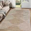 HelloTree Area Rug 3x5 Geometric Rug,Washable Modern Neutral Stain Resistant Indoor Carpet Boho Living Room Moroccan Rugs Fluffy Rug for Living Room Bedside Room Decor for Family-Pink&Khaki