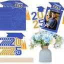 Amyhill 16pcs Graduation Table Centerpieces Sticks with Tassels Class of 2025 Grad Cap Picks and Party Picture Sticks Photo Table Toppers for High School College Party Decorations(Blue and Golden)