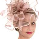 Women's Organza Church British Fascinator Bridal Tea Party Wedding Hat Summer (Hj2-pink)