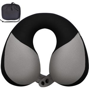 COOLBEBE Kids Travel Neck Pillow, Softly Double Support Travel Pillow for Car & Airplane, Traveling Gifts for Toddler & Children (Black)