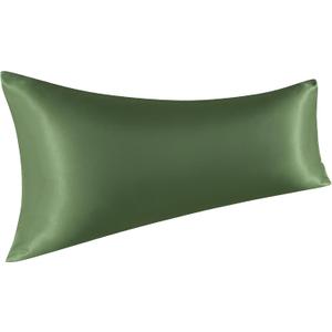 NTBAY Satin Body Pillowcase for Hair and Skin, Luxurious and Silky Pillow case with Envelope Closure, 20x54 Inches, Olive Green