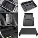 3PCS Center Console Organizer for Honda 2023 2024 2025 2026 CRV Accessories Middle Console Organizer CR-V Interior Armrest Insert Tray Hidden Storage Box Secret Compartment (Black)