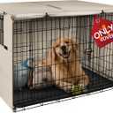 Explore Land 48 inches Dog Crate Cover Heavy Duty Polyester Pet Kennel Sunshade Universal Fit for Wire Cage (Light Tan)