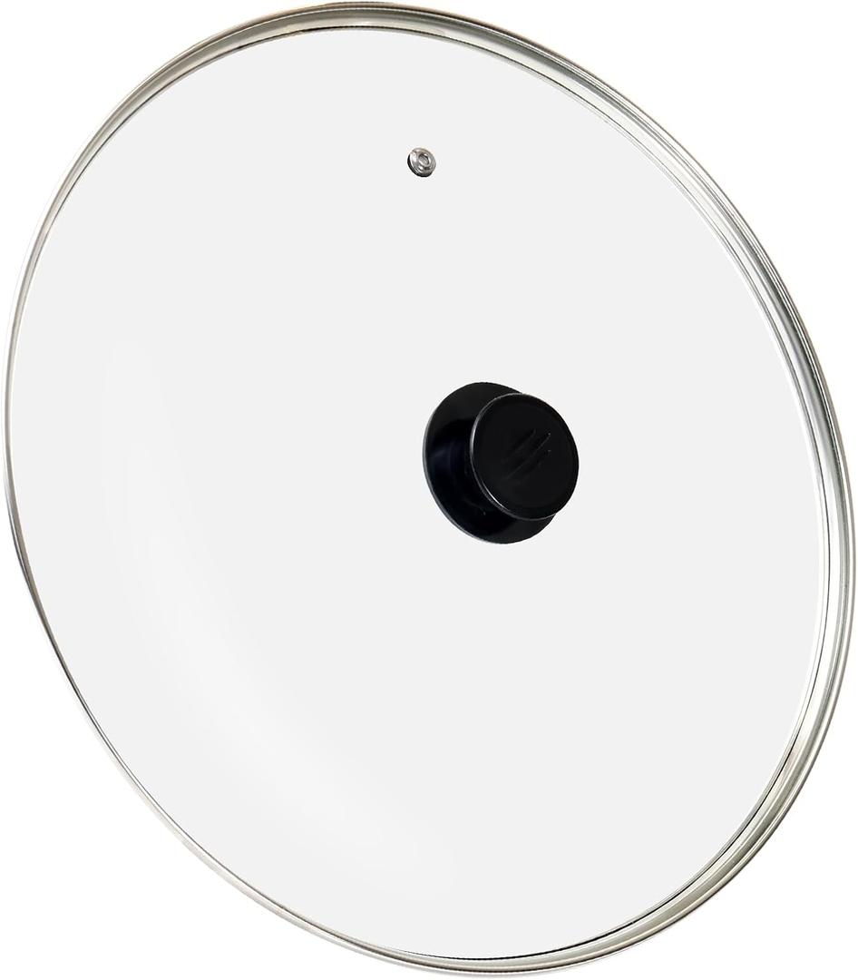 13 Inch Glass Frying Pans Lid,Clear Tempered Glass Pan Cover Fits for Cast Iron Skillet,Pots and Wok,Ceramic Skillet and Pans
