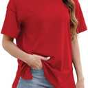 Womens Oversized T Shirts 2025 Summer Short Sleeve Shirts Spring Workout Tops Crew Neck Basic Tee Tops (Medium)