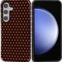Case for Samsung Galaxy S24 FE, Hybrid Heavy Duty 2 in 1 Full Body Rugged Shockproof Protection Glossy Case for Samsung Galaxy S24 FE Polka Dot Aesthetics Brown