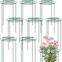 8 Sets Peony Support Cage,12"Diax24"High Heavy Duty Metal Plant Support,Grow Through Hoops Grids with 4 Thickened 4mm Legs,Strong Support Brace for Heavy Blossoms,Flower Support Ring for Peonies,Rose