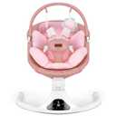 Baby Swing, Infant Swing with Remote Control, 5 Speed Adjustable, Machine Washable Seat Pad, 5 Point Safety Harness, Bluetooth Music, Electric Swing for Babies, Indoor Outdoor Use (Pink)