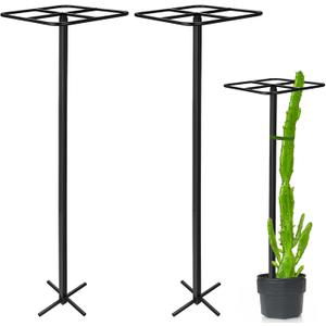 2 Pcs Heavy Duty Dragon Fruit Trellis 12"x12"x50", Adjustable Metal Dragon Plant Support Stand, Durable Vertical Trellis for Climbing Plants, No-Hammer Assembly for Outdoor Garden(Square)