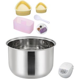 Rice Cooker 5.5 Cup Inner Pot Replacement for Tiger JBV-A10U Inner Pot, 304 Stainless Steel Durable Inner Bowl, Even Heating for Perfect Rice, Easy to Clean (Pots & 3Pcs Onigiri Mold Set)