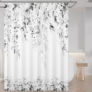 Grey Eucalyptus Leaves Shower Curtain for Bathroom: Aesthetic Art Watercolor Plant Shower Curtains Sets with Hooks, Waterproof Fabric Decor 60x72 inches. (60''W72''L(Pack of 1))