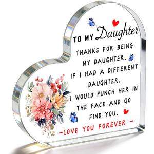 Mothers Day Gifts for Adult Daughter from Mom Dad Parents Daughters Gifts Christmas Valentines Daughters Birthday Gift Acrylic Plaque On Shelf Desk Table