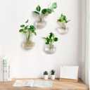 Mkono Wall Hanging Glass Terrariums Planter Oblate Flower Vase for Hydroponics Plants, Bathroom, Home Office Living Room Decor, Set of 2Plants not Included