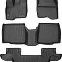 Floor Mats Custom for 2011-2014 Ford Explorer 7 Passenger Bench Seat All Weather Protection TPE Heavy Duty Non-Slip Automotive Floor Liners Fits Front& 2nd & 3rd Row Full Set Accessories, Black