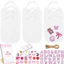 Jiuguva 72 Pcs DIY Bib Decorating Kit Baby Shower Games Set 10 DIY Blank White Bibs 50 Pink Iron on Patches Baby Shower Activity Kit for Gender Reveal Party Supplies
