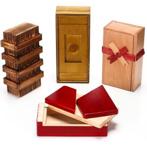 Zhanmai 4 Pieces Wooden Puzzle Boxes Gift Card Wooden Puzzle Boxes Money Case Holders Teaser Mysterious Wood Boxes for Christmas Birthday Gift, 4 Styles(Adorable Style)