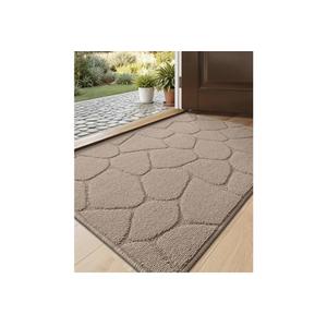 DEXI Front Door Entryway Mat Non Slip, 2x3 ft Washable Inside Entrance for House Floor Low Profile, Thin Entry Doormat Absorbent Dirt Trapper, Pebble Beige