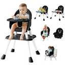 6 in 1 Baby High Chair for Babies and Toddlers, Booster Seat, Kids Learning Table & Chair (Black)