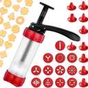 Cookie Press Set, Churro Maker with 12 Discs and 10 Cake Decorating Tips, Cookie Press for Biscuit and Churro, Red