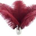 Ballinger Burgundy Large Ostrich Feathers - 12Pcs 14-16inch Large Wine Red Feathers for Vase, Wedding Party Centerpieces and Halloween Home Decor