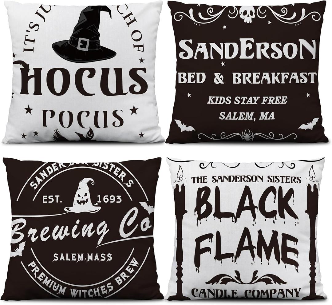 Halloween Fall Pillow Covers 18x18 Pumpkin Striped Decorative Throw Pillowcase Autumn Thanksgiving Cushion Case for Home Couch Sofa Farmhouse Decorative